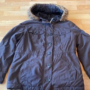 Old Navy Dark Gray coat  Jacket with Faux Fur Hood
